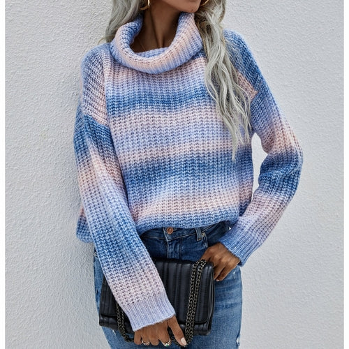 Turtleneck Rainbow Knitted Pullover