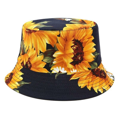 Summer Sunflower Bucket Hat Women Fashion Cotton Beach Sun Hats