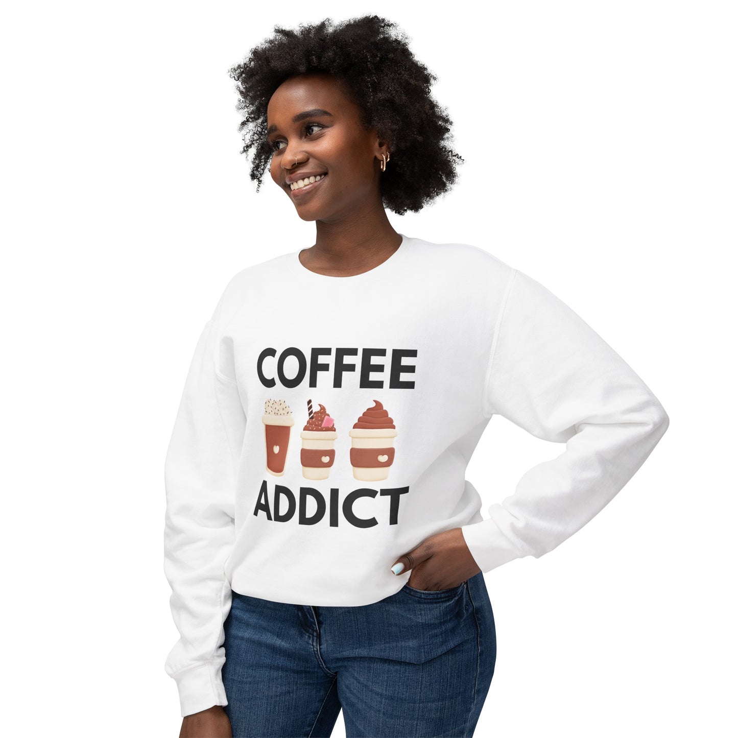 Coffee Addict! Lightweight Crewneck Sweatshirt