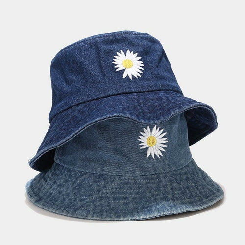Denim Dome Top Sun Bucket Hats Women Summer Caps