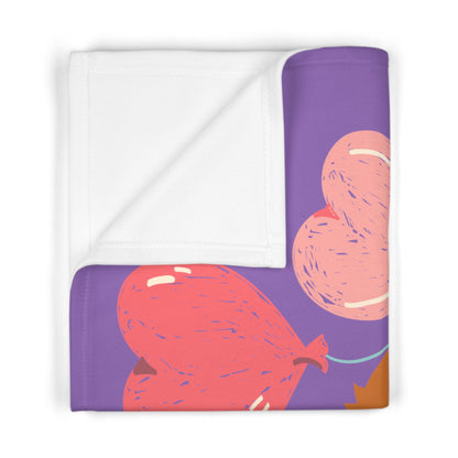 Purple Baby monkey Soft Fleece Baby Blanket