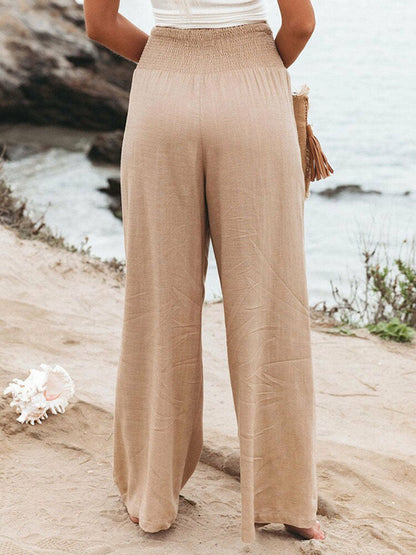Solid Color Loose Trousers Women Sexy High Waist Wide Leg Pants
