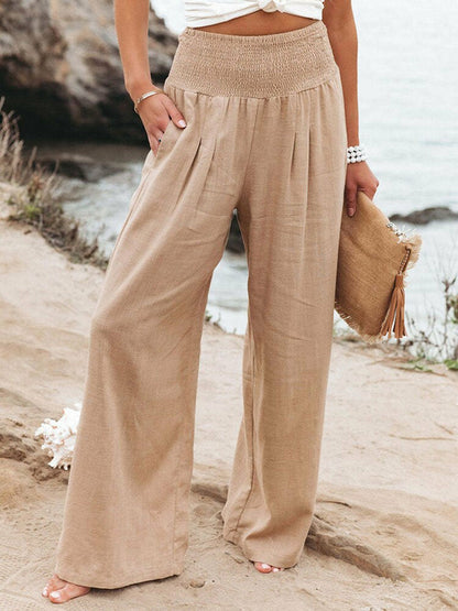 Solid Color Loose Trousers Women Sexy High Waist Wide Leg Pants