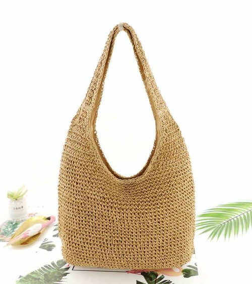 Pure Color Straw Bag Simple Fashion Woven Bag Beach Bag
