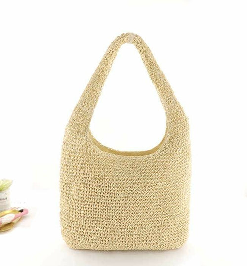 Pure Color Straw Bag Simple Fashion Woven Bag Beach Bag