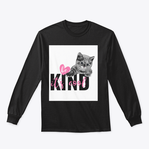 Be Kind It's Cool Motivation Quote With Hand Drawn Heart And Cat